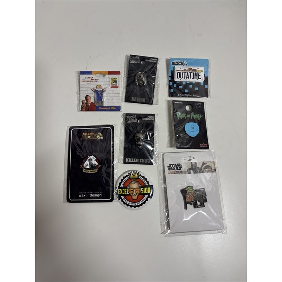 Accessories - 8 Pin Lot Suicide Squad, Star Wars, Back To The Future, Stan Lee Etc